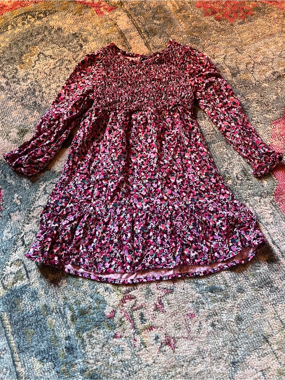 wonder nation Toddler Pink Floral Long-Sleeve Dress